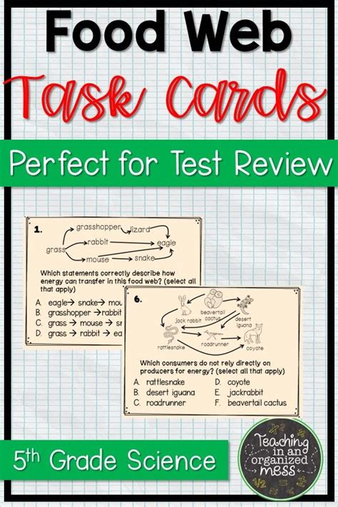 Food Web Task Cards Science Test Prep Task Cards Science Task Cards