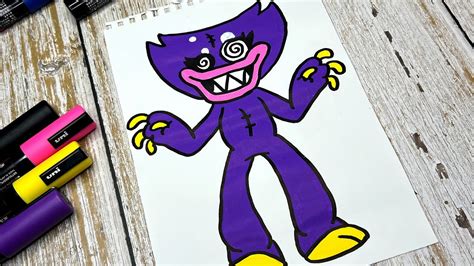 Purple Huggy Wuggy Drawing With Posca Markers