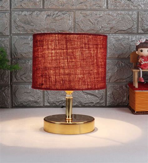 Buy Devansh Metal Table Lamp With Maroon Jute Shade By New Era At 25