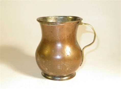 Nice Th Century Copper Pint Tankard Mug With A Brass Handle