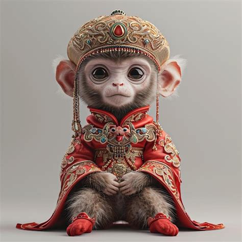 Premium Photo A Monkey Dressed Up In A Chinese Costume