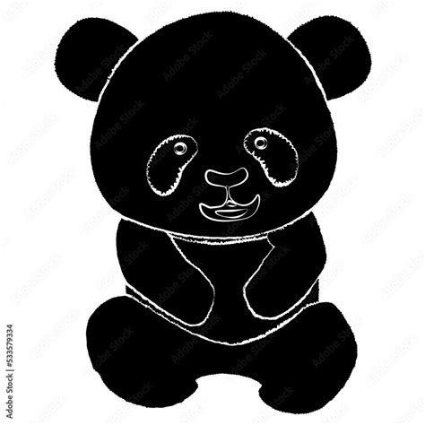 Panda bear cub silhouette isolated on white background. Clipart, design ...