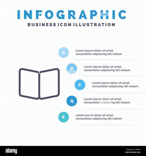 Open Book Page Layout Cover Line Icon With 5 Steps Presentation