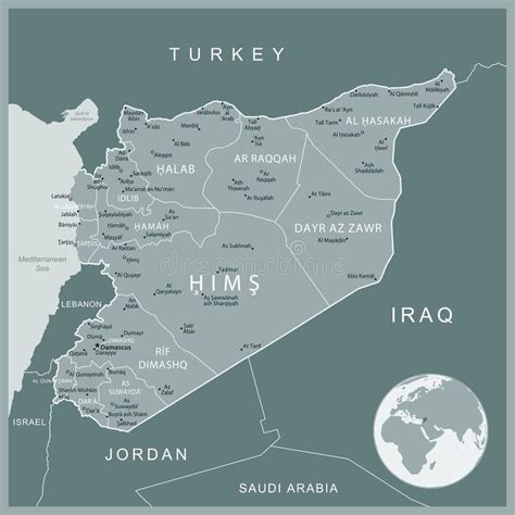 Syria Detailed Map With Administrative Divisions Country Vector