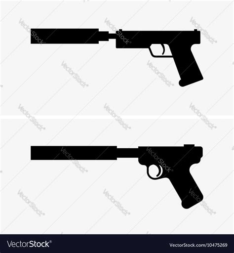 Pistol With Silencer Royalty Free Vector Image