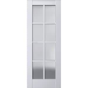 Sartodoors In X In Frosted Glass Painted White Oak Solid Wood