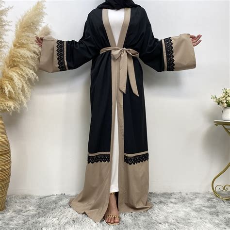 Fashion Lace Muslim Abaya Open Cardigan Women Dress Turkey Arabic