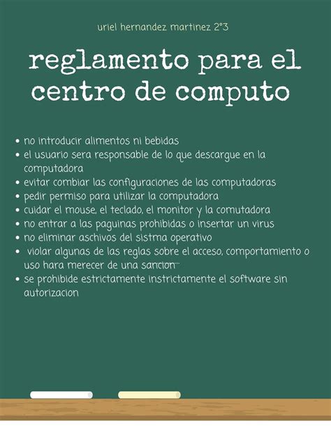 Tecnologia: reglamento para el centro de computo 