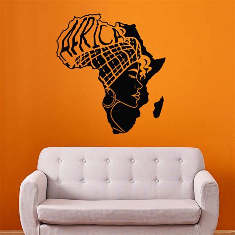 Vinyl Wall Decal Black Girl Afro African Continent Beauty Girl Sticker ...