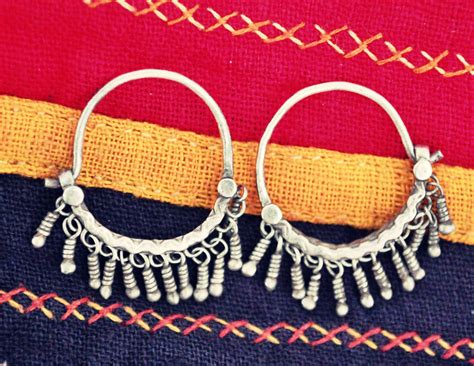 Afghani Hoop Earrings With Tassels Cosmic Norbu