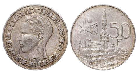 1958 Baudouin I Belgium Coin Silver Coinage Rare 50 Francs KM 150