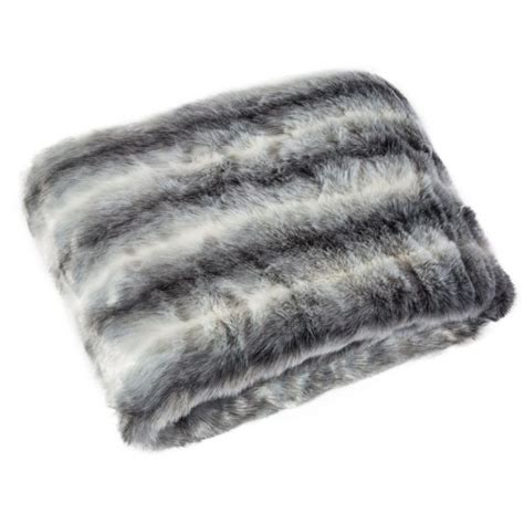 Luxury grey faux fur blanket 150x180cm. Single bedspread. Luxury throw