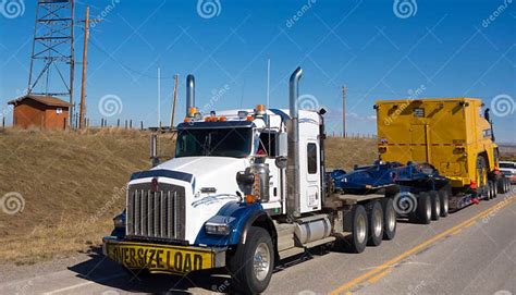 Oversized Equipment Being Pulled On A Trailer Editorial Image Image