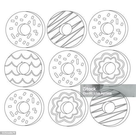 색칠하기 책에 대한 도넛 윤곽선의 그림 벡터 그래픽 도넛에 대한 스톡 벡터 아트 및 기타 이미지 도넛 컬러링 북 페이지