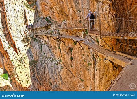 El Caminito Del Rey Spain Old Narrow Dangerous Metal Bridge Spread