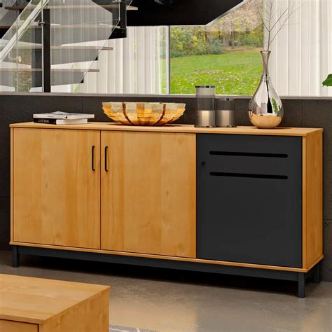 Balcão Aparador Buffet Estilo Industrial Madri F07 Carvalho Preto