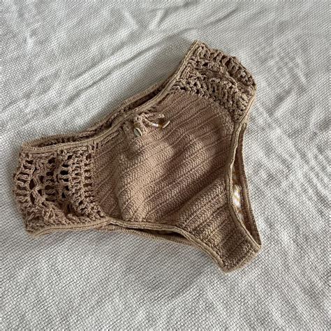 She Made Me Crochet Bikini Bottoms Size M L Only Depop