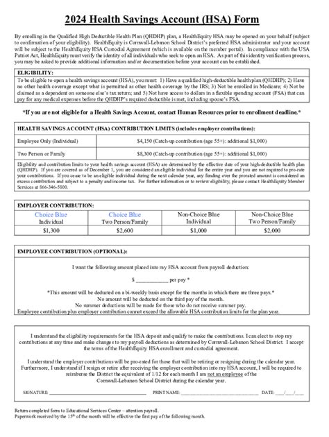 Fillable Online 2024 Health Savings Account Hsa Form Fax Email Print