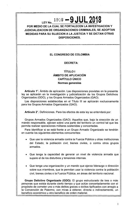 Ley 1908 del 2018 por medio de la cual se fortalece la investigación y