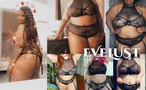 Amazon Evelust Plus Size Lingerie Set For Women Sexy See Thru Halter Lace Mesh Crop Bra