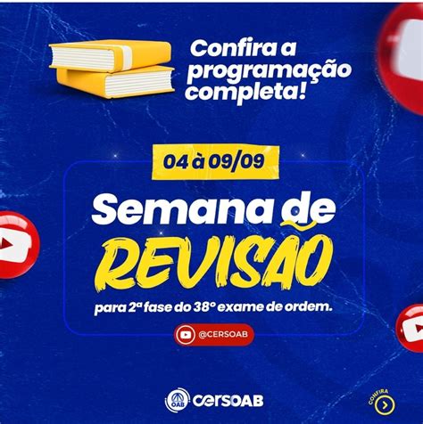 Confira aulas de hoje na Semana de revisão para a 2ª Fase OAB 38