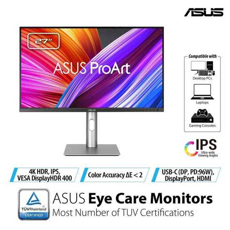 ASUS ProArt Calman-Verified Professional Monitor — 27" 4K UHD (3840x2160) HDR400 IPS (WEBCAM / DUAL-DESK-KIT) (PA-27UHD-WEBCAM-DUAL-DESK-KIT)