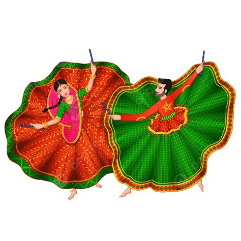 Dandiya Cpuple Dancing Garba For Navratri Vector, Navratri, Durga Puja ...