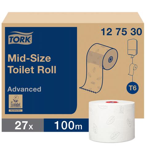 Туалетная бумага Tork Mid-size в миди-рулонах двухслойная, по 100 ...