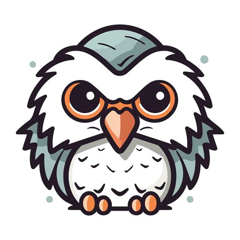 Cute owl with big eyes. Vector illustration isolated on white ...