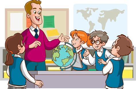 Student Helping Teacher Cartoon