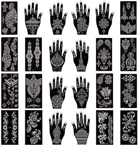 Divawoo 12 Sheet Henna Tattoo Stencils Hand Temporary