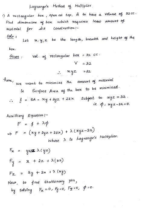 SOLUTION Lagrange S Multiplier Method Engineering Mathematics Studypool