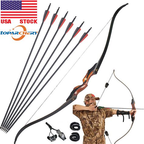 Archery 60 Takedown Recurve Bow 30 50lb Arrows Adult Rh Hunting Target