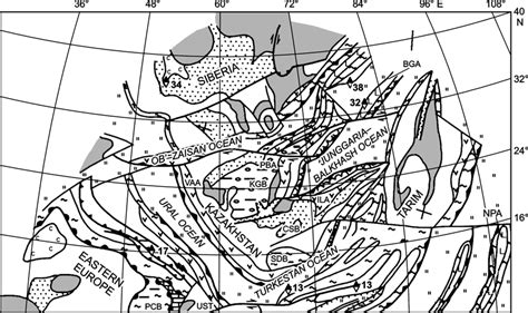 Palinspastic Sketch Map Of Central Eurasia Early Carboniferous