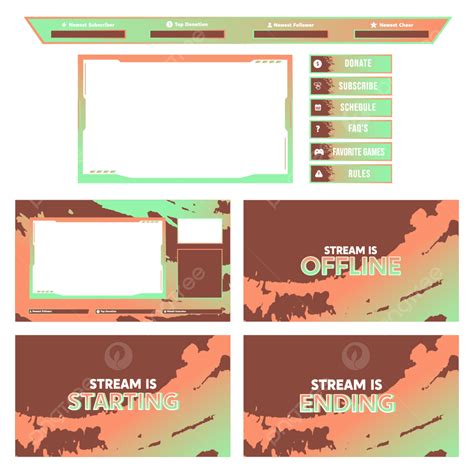 Gambar Set Desain Template Streaming Overlay Templat Bingkai Aliran