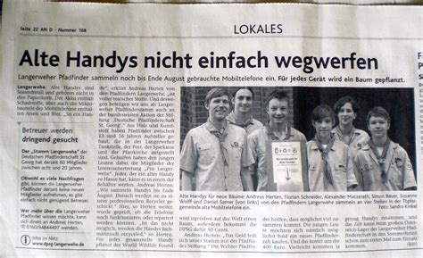 Zeitungsartikel zur Handy-Aktion | Pfadfinder Langerwehe