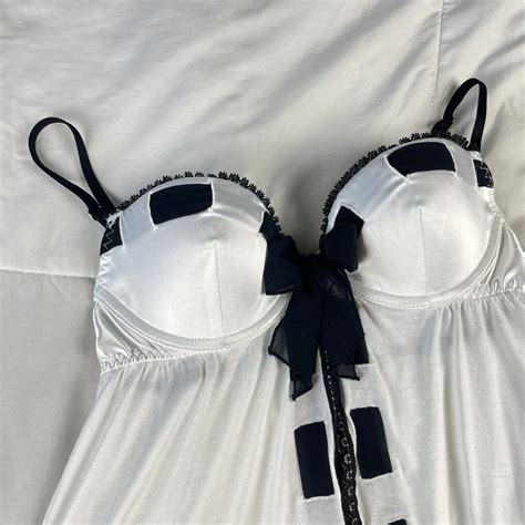 Victoria S Secret White Black Babydoll Lingerie Bow Detail