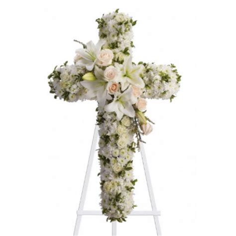 All White Funeral Cross Toronto Bulk Flowers