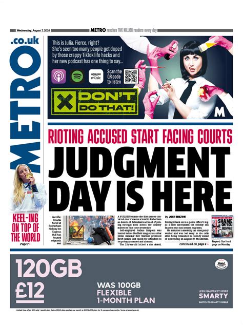 Metro Front Page 7th Of August 2024 Tomorrows Papers Today