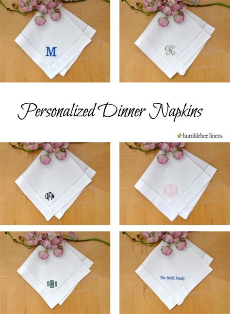 Monogrammed Linen Dinner Napkins Personalized Initialed Napkins