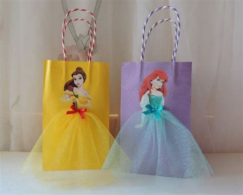 Disney Princess Birthday Goody Favor Glitter Tutu Bags Gracias Etsy