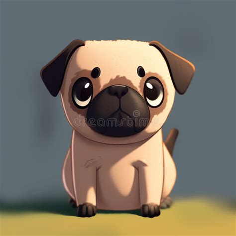 Un Adorable Y Adorable Estilo Vektor De Dibujos Animados Pug Fondo