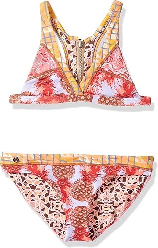 Maaji Conjunto De Bikini Tri Ngulo Fijo Para Ni As Pintastic Party Pink Velvet Multi Color Rosa