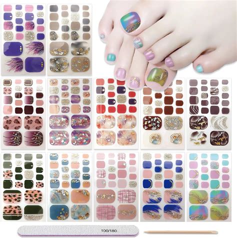 Amazon DANNEASY 12 Sheets Toe Nail Stickers Full Nail Wraps