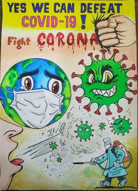 How to draw fight coronavirus drawing stop covid 19 poster making draw corona warrior – Artofit