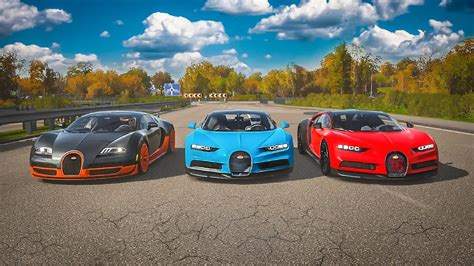 Fh4 Drag Race Bugatti Veyron Ss Vs Bugatti Chiron Vs Bugatti Chiron