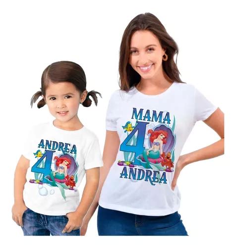 Kit 2 Dúo Playera La Sirenita Cumpleaños Personalizadas v10 en venta