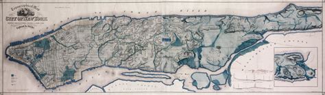 Topographical Map Of New York Showing Watercourses And Made Land 1865