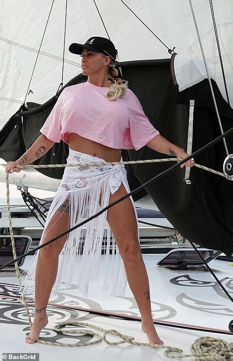 Katie Price Displays Results Of 13TH Boob Job And Liposuction On Thailand Boat Trip Daily Mail