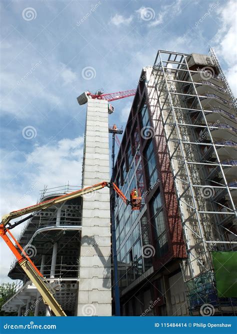 Large Modern High Rise Construction Site with Telescopic Cranes